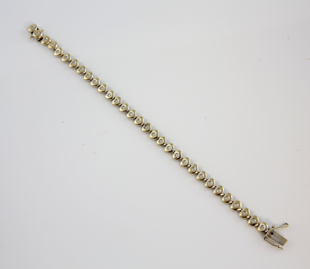 Diamond heart link bracelet, set with round brilliant cut diamonds, estimated total diamond weight - Image 2 of 2