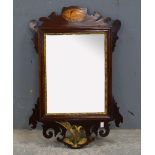 George III mahogany fret framed mirror - 74 x 46 cm
