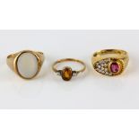 Vintage ruby and diamond dress ring, set with oval cut ruby, estimated weight 0.51 carat, and