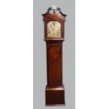 18th century mahogany 30 hour long case clock by Peter Gill of London silvered dial with single