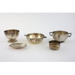George V silver twin-handled bowl, on round foot, maker's mark 'CE', London, 1926, three other bowls