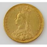 Queen Victoria gold sovereign dated 1888.