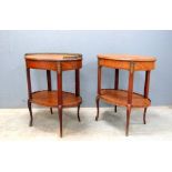 Pair of early 20th Century walnut oval two tier table on cabriole legs 70 x 60 cm