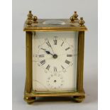 Early 20th Century miniature carriage clock with alarm dial 9 cm (Incomplete)