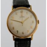 Omega gentleman's wristwatch, the signed dial with centre seconds hand, Arabic numerals and minute