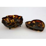 Victorian tortoiseshell and silver mounted heart shaped dish, Birmingham 1893, 11cm and and a