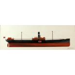 John Batchelor pair of line drawings of steam liners, signed lower right 15cm x 43cm .