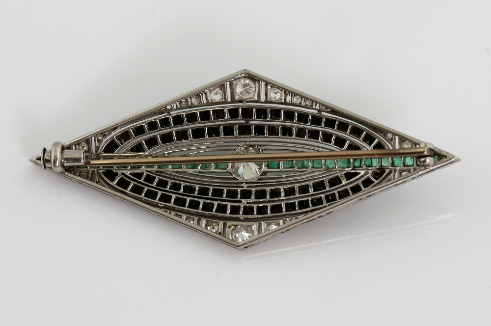 Art Deco diamond shaped brooch, set with central old cut diamond, estimated weight 0.42 carat, - Image 4 of 8