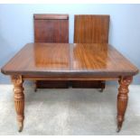 Late 19th century mahogany extending dining table on turned tapering legs, top 120cm x 125cm