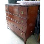 19th century mahogany secretaire chest, fitted drawer above three long drawers on bracket base,