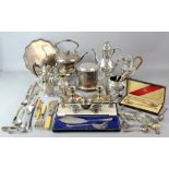 Quantity of cased and other silver plated items.