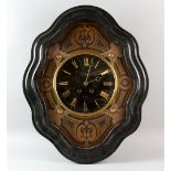 19th Century walnut and ebonised serpentine wall clock by Piesollen Freres of Lyon 63 x 50 cm