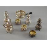 Anton Michelsen Danish silver, cruet set and sugar shaker, and other similar items including a