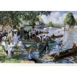 Sherree Valentine Daines (British, b.1959), view of Henley Regatta along the river, signed limited