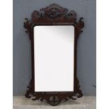 19th Century mahogany fret framed mirror - 87 x 50 cm