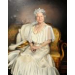 § Mara McGregor, portrait of Queen Elizabeth The Queen Mother, oil on canvas, signed, 1986, 125
