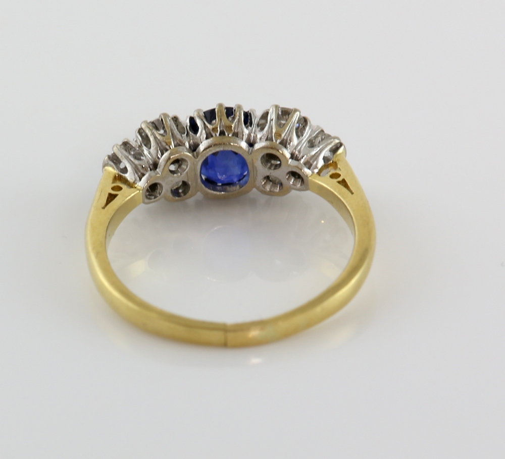 Sapphire and diamond dress ring, central oval cut sapphire, estimated weight 1.42 carats, set with - Image 4 of 4