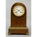 19th century French boulle mantle clock with two train movement 32cm x 26cm