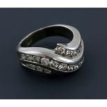 Diamond wave dress ring, set with round brilliant cut diamonds, estimated total diamond weight 0.