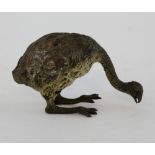 Austrian, probably Bergman cold painted bronze of an ostrich, unmarked. width 12 cm .