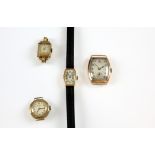 Four vintage gold wristwatches, Baume watch, 17 jewels mechanical movement, Bertina star watch,