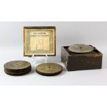 19th Century German Symphonion in painted pine case with a collection of discs 12 x 19 cm