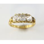Late Victorian diamond ring, three old cut diamonds, estimated total diamond weight 1.45 carats,