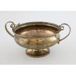 Silver rose bowl with sinuous handles Sheffield 1913 makers Martin, Hall & Co (Richard Martin &