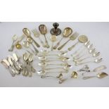Group of 20th century sterling silver parcel-gilt flatware including 12 ice-cream spoons, 11