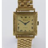Vintage Accurist wrist watch, square textured dial with Roman numerals, Swiss made 21 Jewels