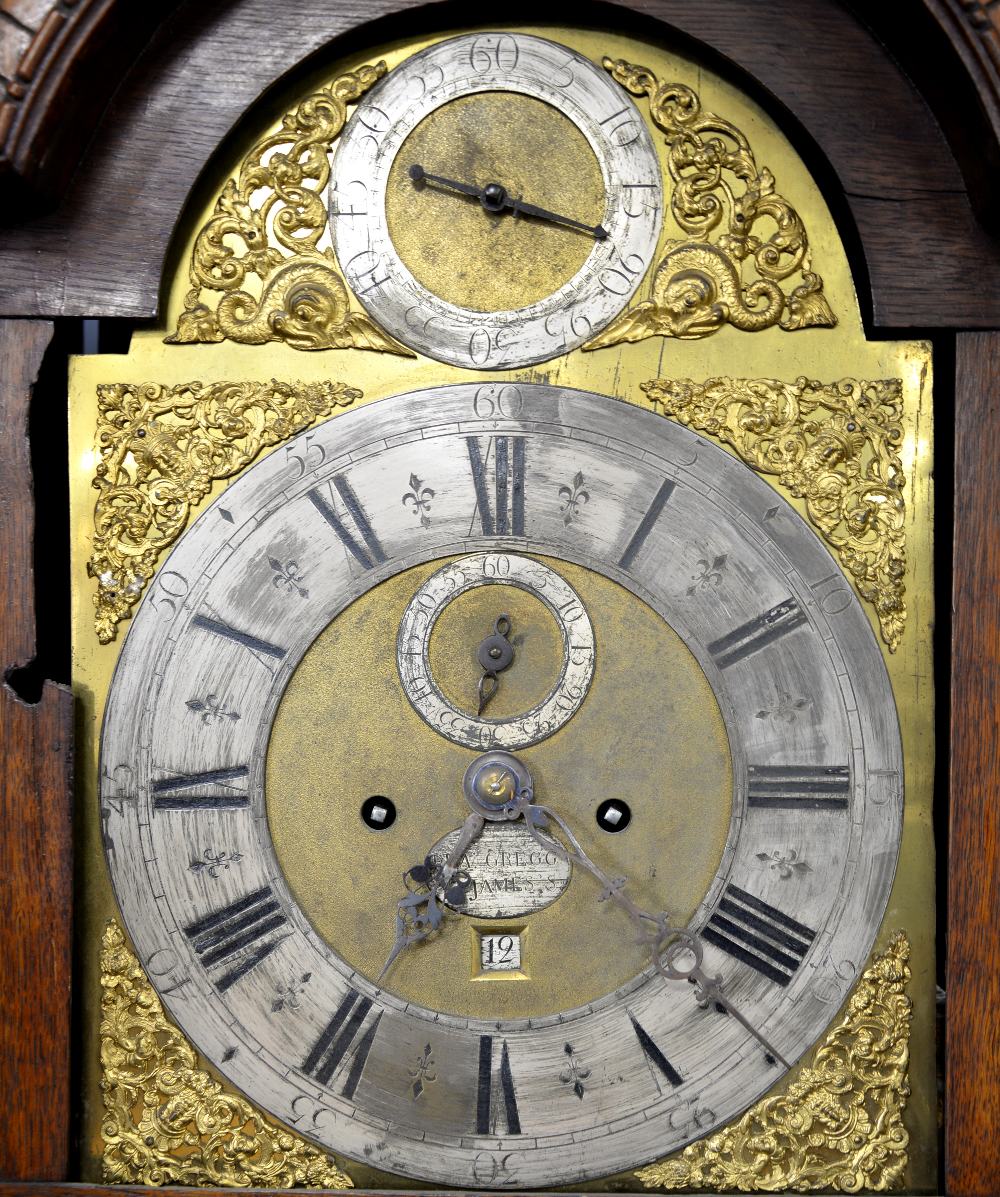 18th century eight day long case clock by W Gregg James, brass dial with subsidiary second, minute - Image 2 of 4