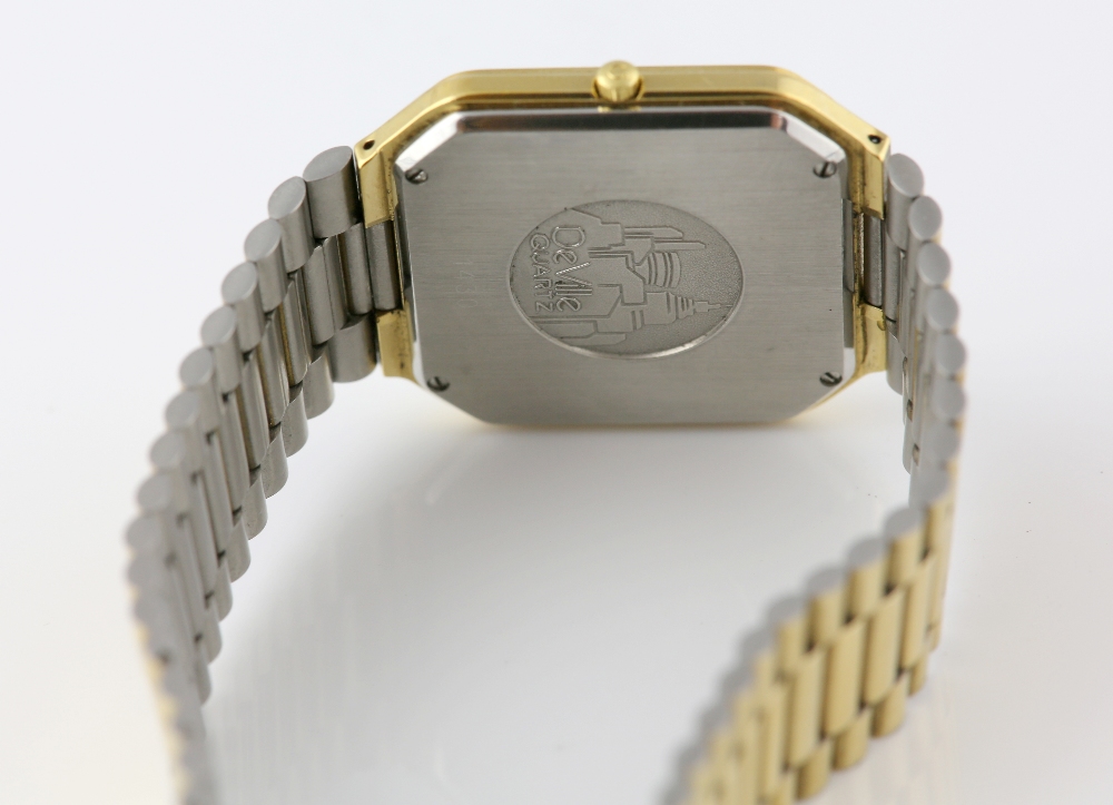 Omega, gentleman's De Ville Quartz gold plated wrist watch, the octagonal case around brushed yellow - Image 10 of 10