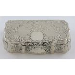 Austrian silver snuff box of serpentine form with engraved scrolling and engine turned decoration,