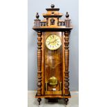 19th century walnut cased Vienna regulator with enamelled dial with twin train movement, 127cm high