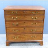 19th century mahogany secretaire chest, the secretaire drawer enclosing cupboard, pigeon holes and