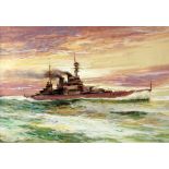 Frances E. Jamieson (1895-1950), WWII Battleship, the Repulse, watercolour, signed, 29cm x 43cm, and