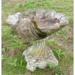 Composite stone bird bath in the form of a shell 45cm high
