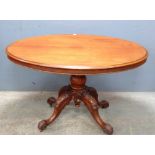 Victorian mahogany oval loo table, on quadruped base70 x 118cm70 x 118 x 88cm