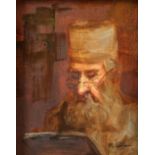 M. Golden, 20th century, rabbi reading, signed, oil on canvas, 24.5cm x 19.5cm, .