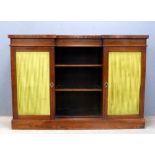 19th century rosewood breakfront bookcase with enclosed shelves on plinth base 95cm x 137cm 95 x