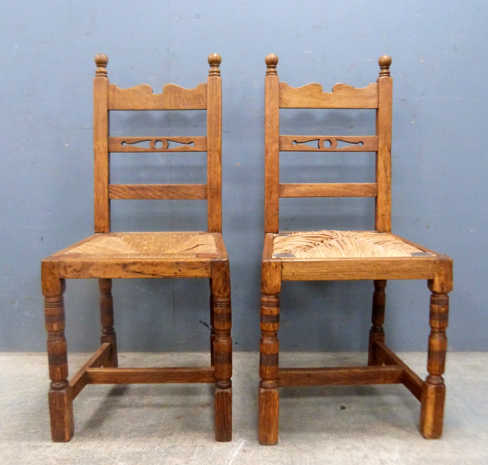 Pair of oak dining chairs by Hewetson Milner and Thexton - Image 2 of 6