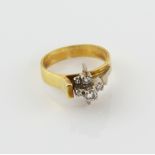 Diamond set vintage ring, set with round brilliant and Swiss cut diamonds in an asymmetric
