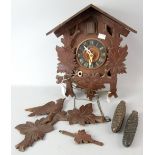 Early 20th century Black Forest style carved oak cuckoo clock 36 cm
