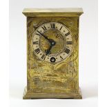 20th Century brass mantel clock with single train movement 15 cm