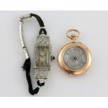 Regina cocktail watch, rectangular dial Arabic numerals, mechanical movement, in white metal case