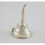 George IV silver wine funnel with gadrooned border, maker's mark 'WB', London, 1826, 3.4oz, 107g, .