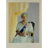 Signed colour photograph of Elizabeth The Queen Mother dated 1997, wearing a diamond tiara and the