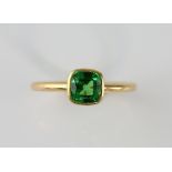 Tsavorite garnet ring, estimated weight 1.33 carats, mounted in 18 ct yellow gold, size O. Gross