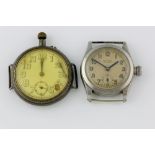 A Rolex Marconi Oyster wristwatch in steel case Circa 1934 and a pocket watch adapted as a