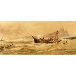 Thomas Bush Hardy (British, 1842-1897), 'Wreck off Scarborough' watercolour, signed and inscribed,